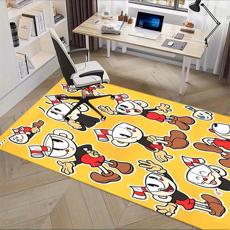 1ks Cuphead, Mugman, Kancelářský koberec ve stylu art, Měkký polyester, Protiskluzový, Lze prát v pračce, Koberce do interiéru Li