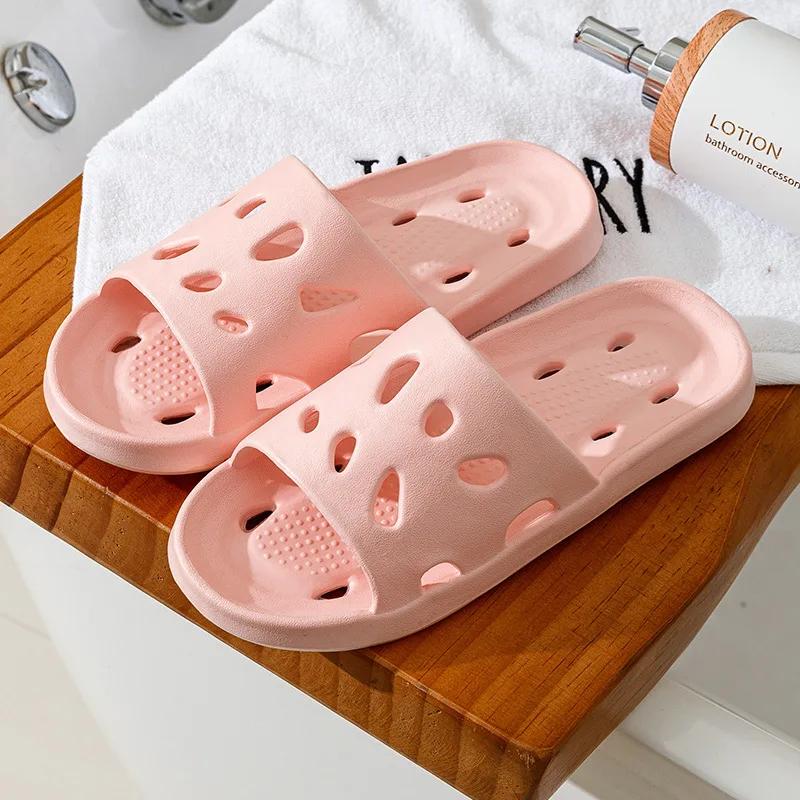 Fashion Slippers Men Bathroom Water Leaky Slippers Summer Women Home Couples Non-slip Indoor Home Waterproof Sandals Super Light