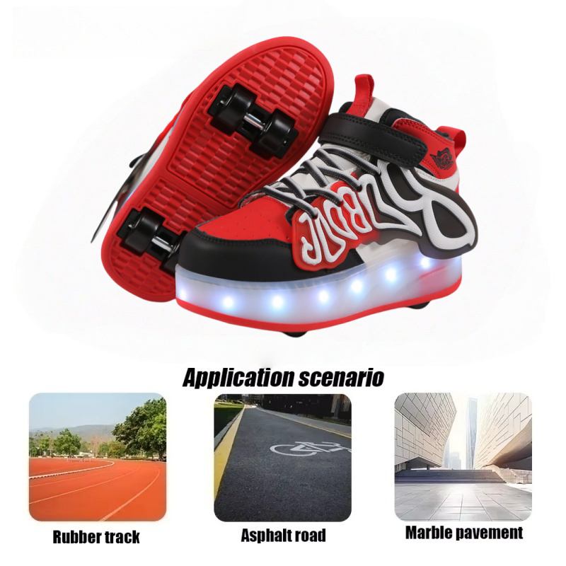 Children's Four-wheel Roller Skates Magic Soles Casual Spring 2024 Sports Shoes Breathable Autumn Season Girls' Charging Shoes
