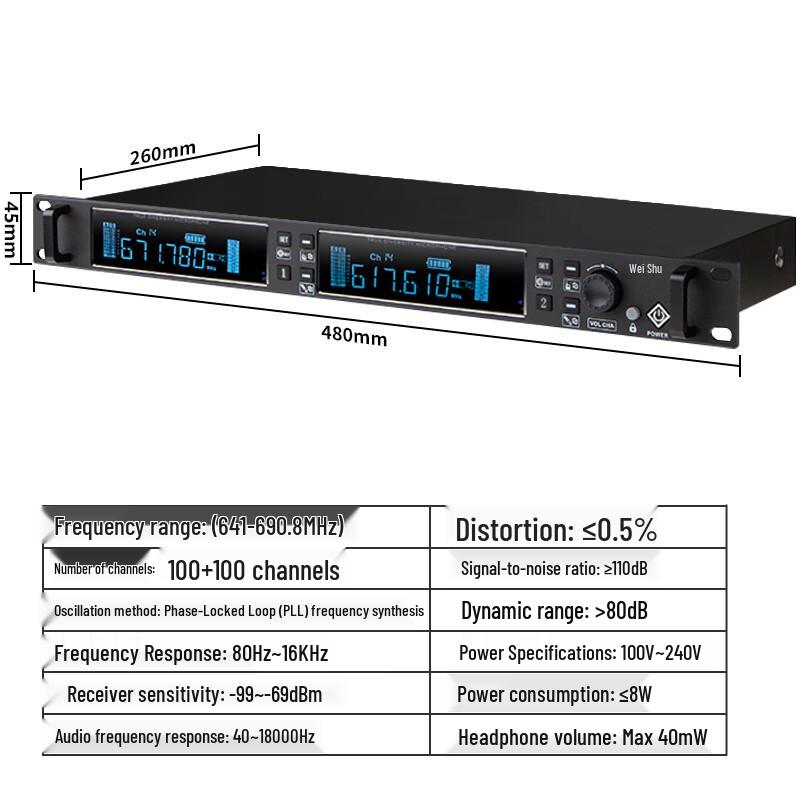 Weishu DC-16S Professional True Diversity Wireless Handheld Microphone System (CN version)
