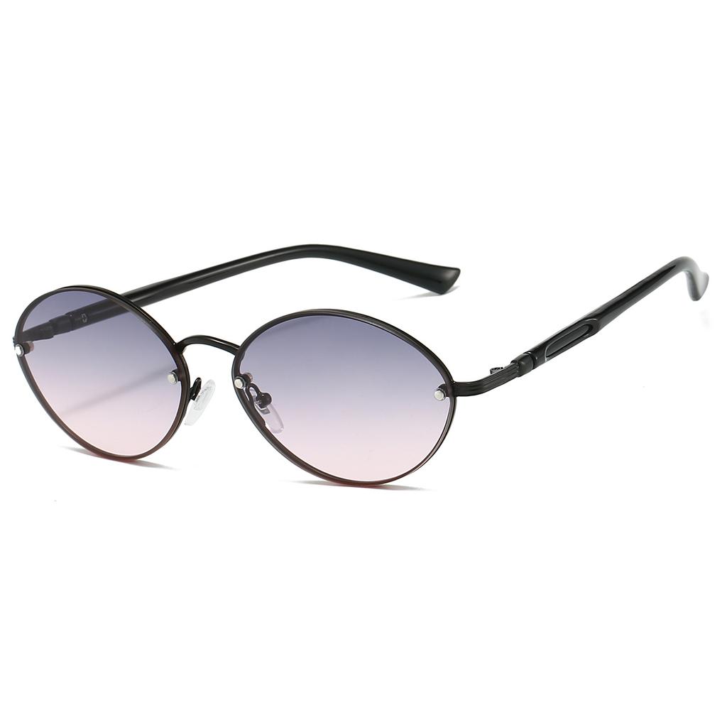 Vintage Metal Rim Gradient Shades Women's Original Brand Design Sunglasses Multi Color Lens Chic Driving Sun Glasses