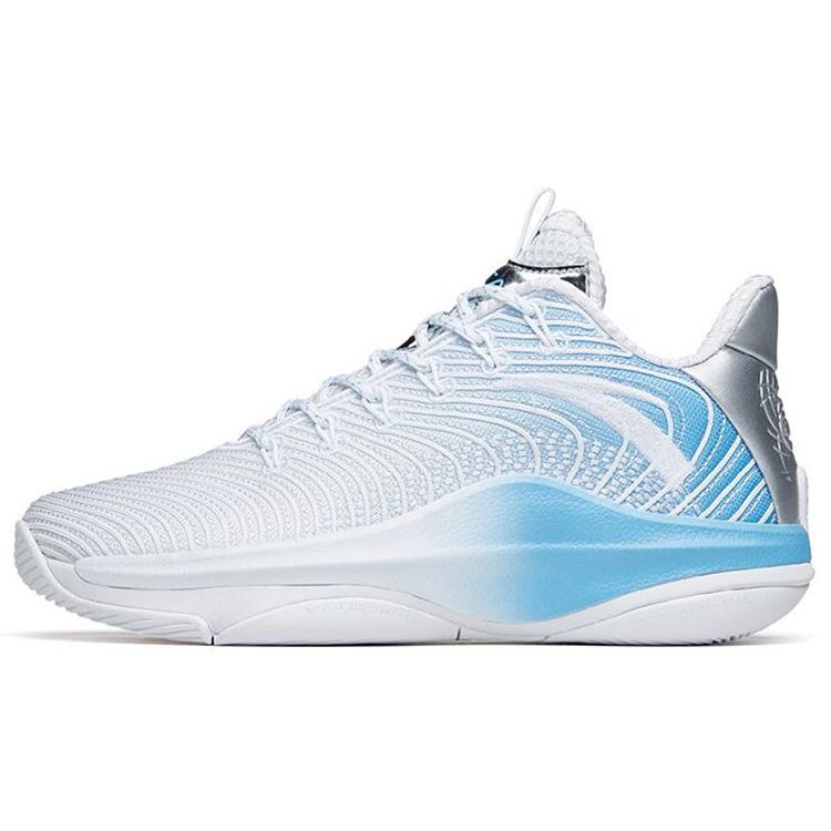 New Anta Shu Bomb Technology Sky 5 Cushioning Anti Slip And Wear Resistant Low Top Basketball Shoes Men's White Blue 112211605-5