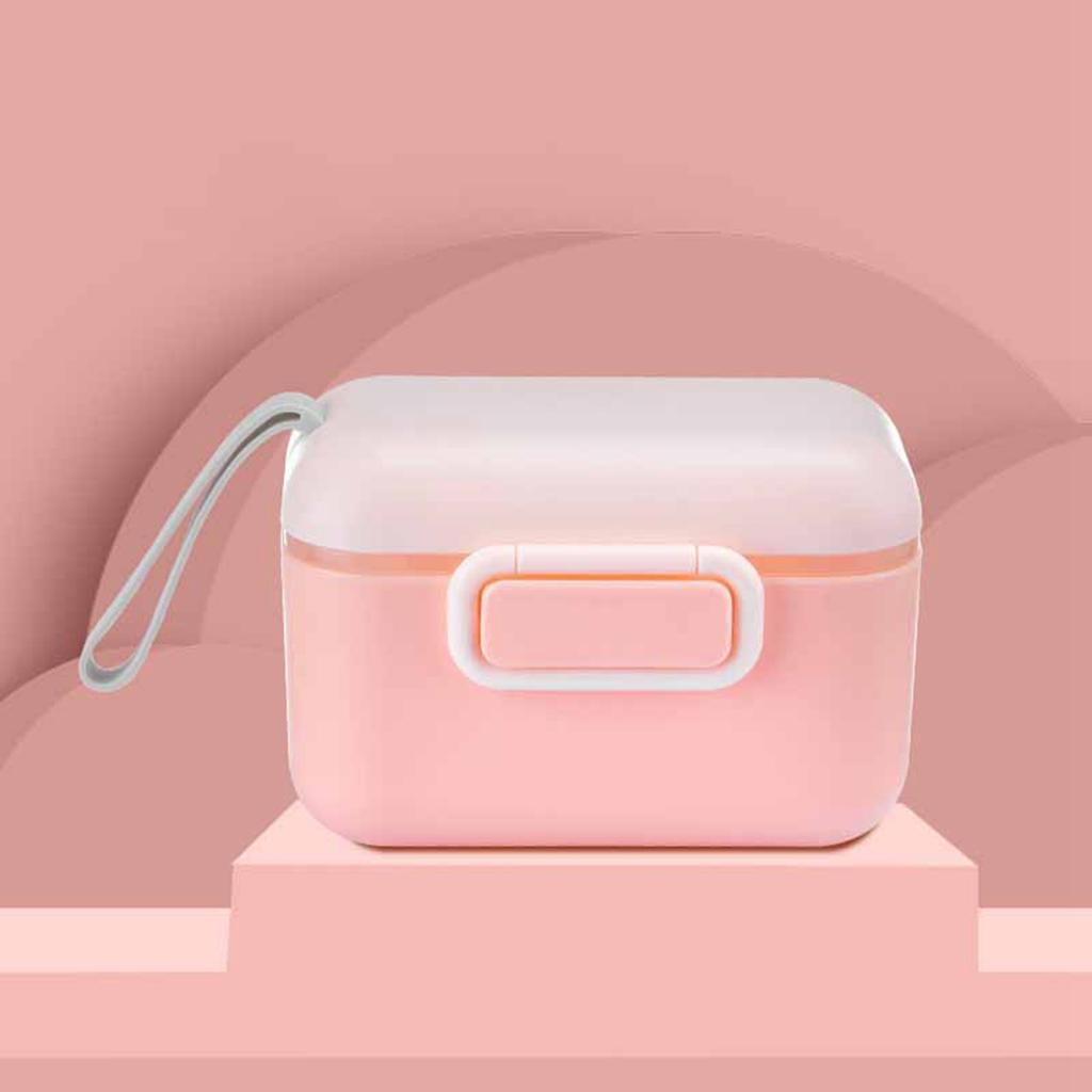 Milk Powder Storage Box PP Shell BPA Free Portable Baby Milk Powder Container Box with Lanyard Pink