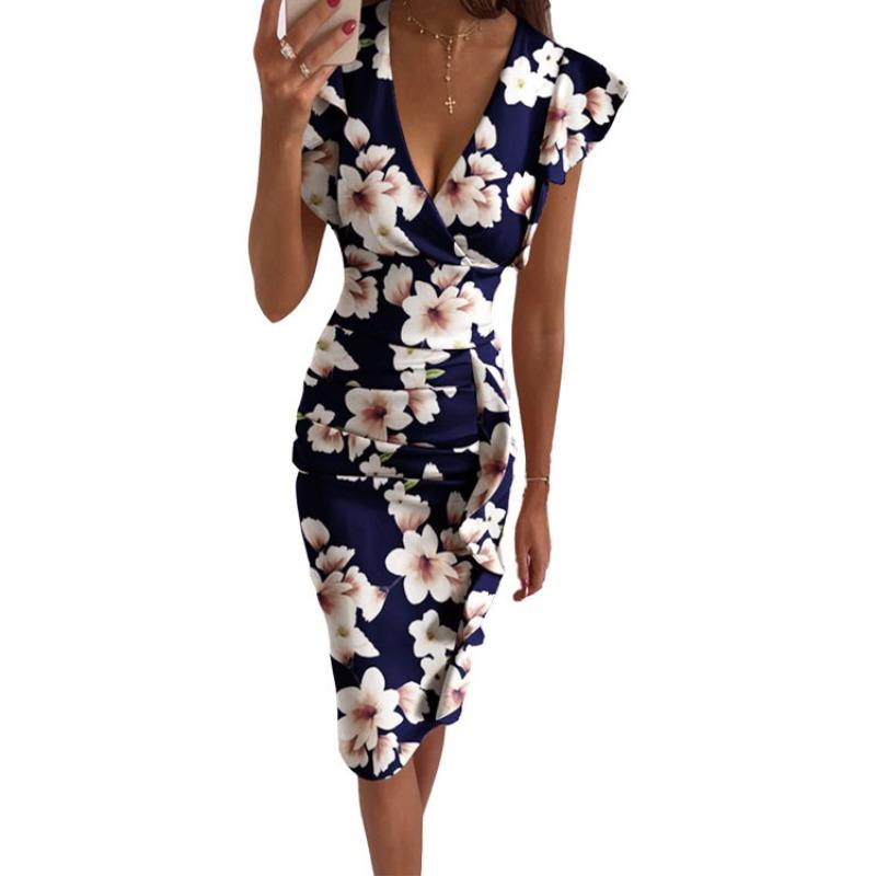 BITCED Fashion Summer Spring Short Sleeve V-Neck Casual Dresses Unique design
