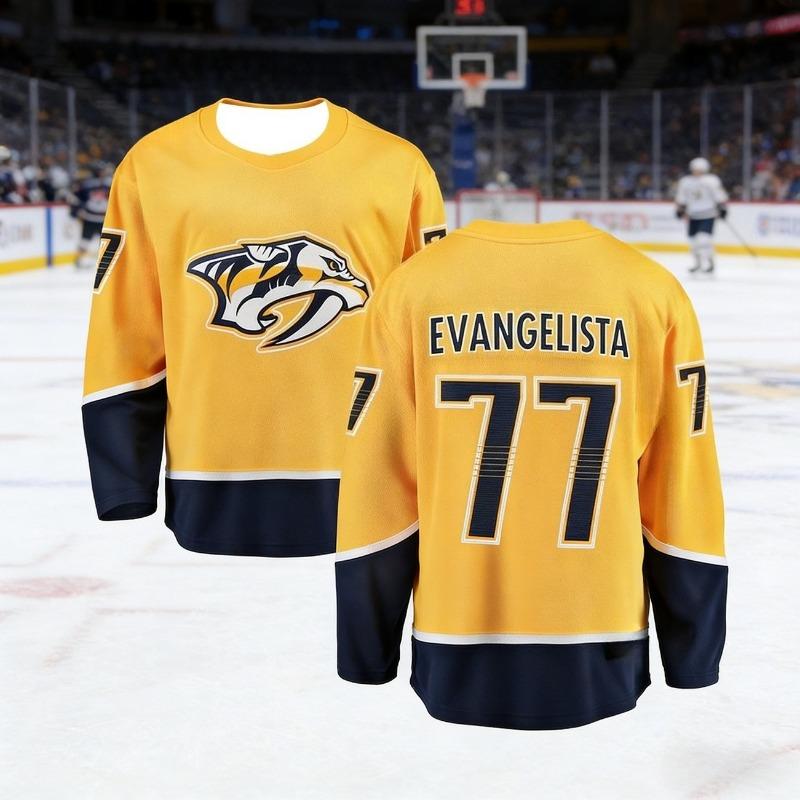 2026 Men's Ice Hockey Jersey 3D Printed Animal Logo Moisture-Wicking Quick-Drying Gold Color Long-Sleeved T-Shirt Kids