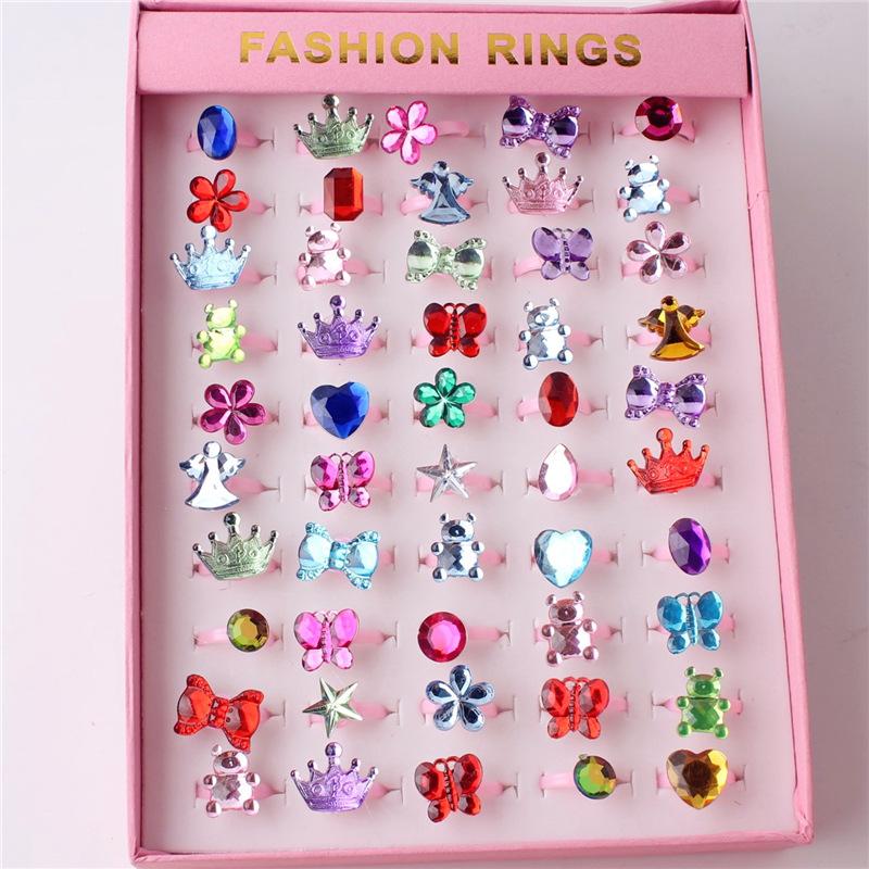 50Pcs Cartoon resin children's ring - Sweet flower ring - Gift box set finger ring - Party gift