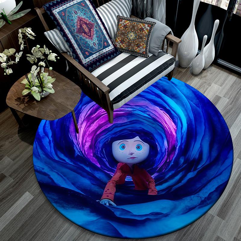 Coraline Round Area Rug,Carpet Rug for Living Room Bedroom Sofa Playroom Decor,Non-slip Floor Mat