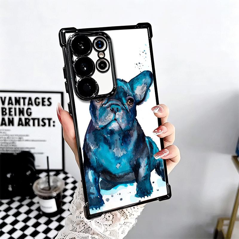 French Bulldog Dog Pug Design Plating Phone Case For Samsung Galaxy S24 S25 FE S26 Edge S23 Ultra S22 S21 Plus S20 Anti-Fall Air