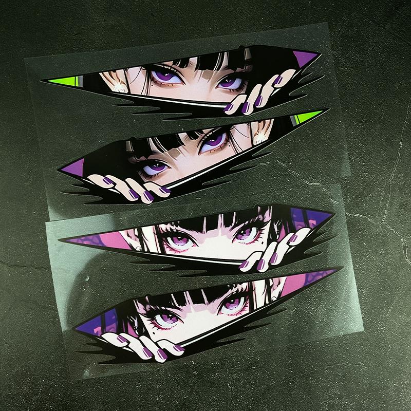 1 Pair JDM Anime Girl Motorcycle Waterproof Sticker for Motorcycle Helmet Fuel Tank Fairing Scooter Universal Vinyl Decals