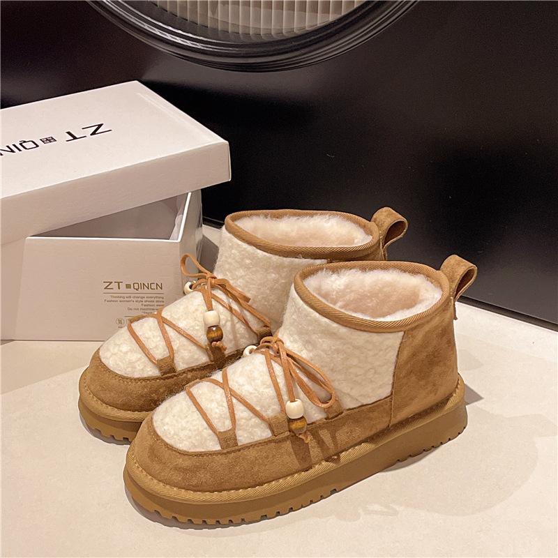 

Women s Large Size Soft Sole Winter Warm Fur One Snow Boots Padded Lined Ankle Boots Non-slip Hiking Sports Cotton Boots 35 верблюд