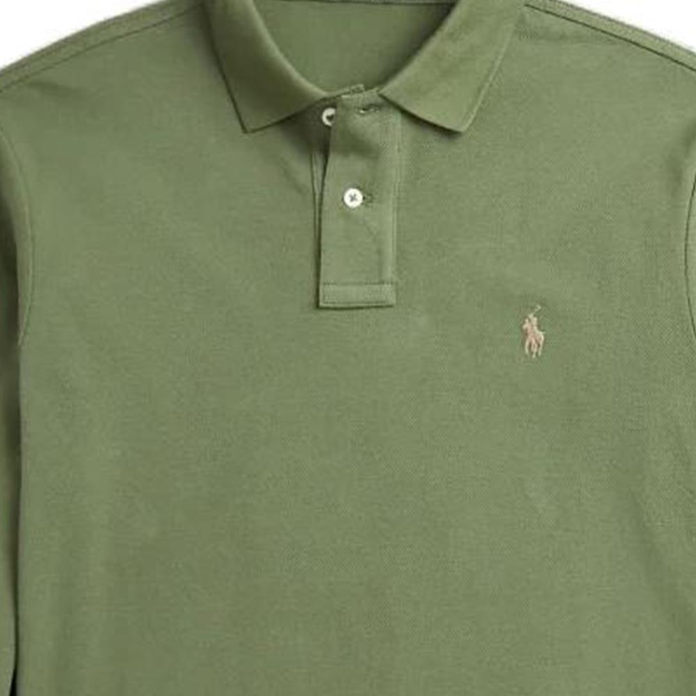 Polo Ralph Lauren SS24 Logo Embroidered Slim Fit Long Sleeve Polo Shirt Men tops Flower-Path-Green MNPOKNI16823993-300