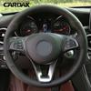 CARDAK DIY Black Leather Car Steering Wheel Cover For Mercedes-Benz C180 C200 W205 C300 B200