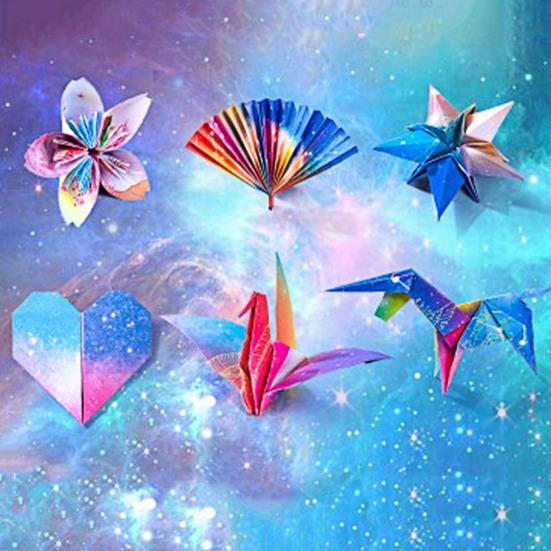1 juego de estrellas de papel para origami con patrón degradado, corte gratuito, impresión a doble cara, papel artesanal para la escuela