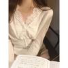 2026 Spring Women's White Lace Mesh Layered Shirt – French Chic Style