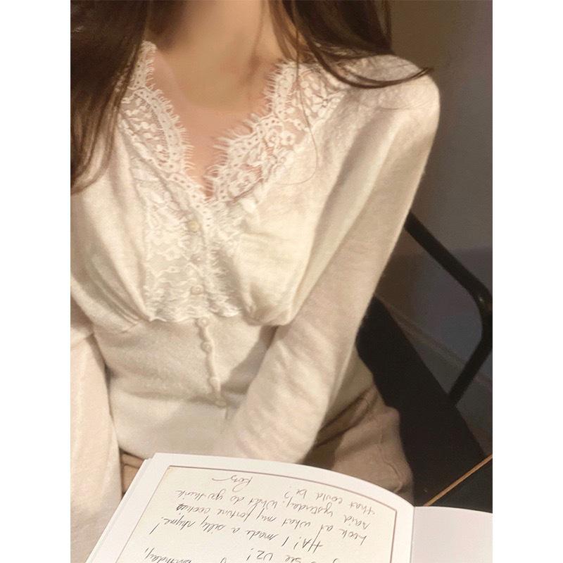 2026 Spring Women's White Lace Mesh Layered Shirt – French Chic Style