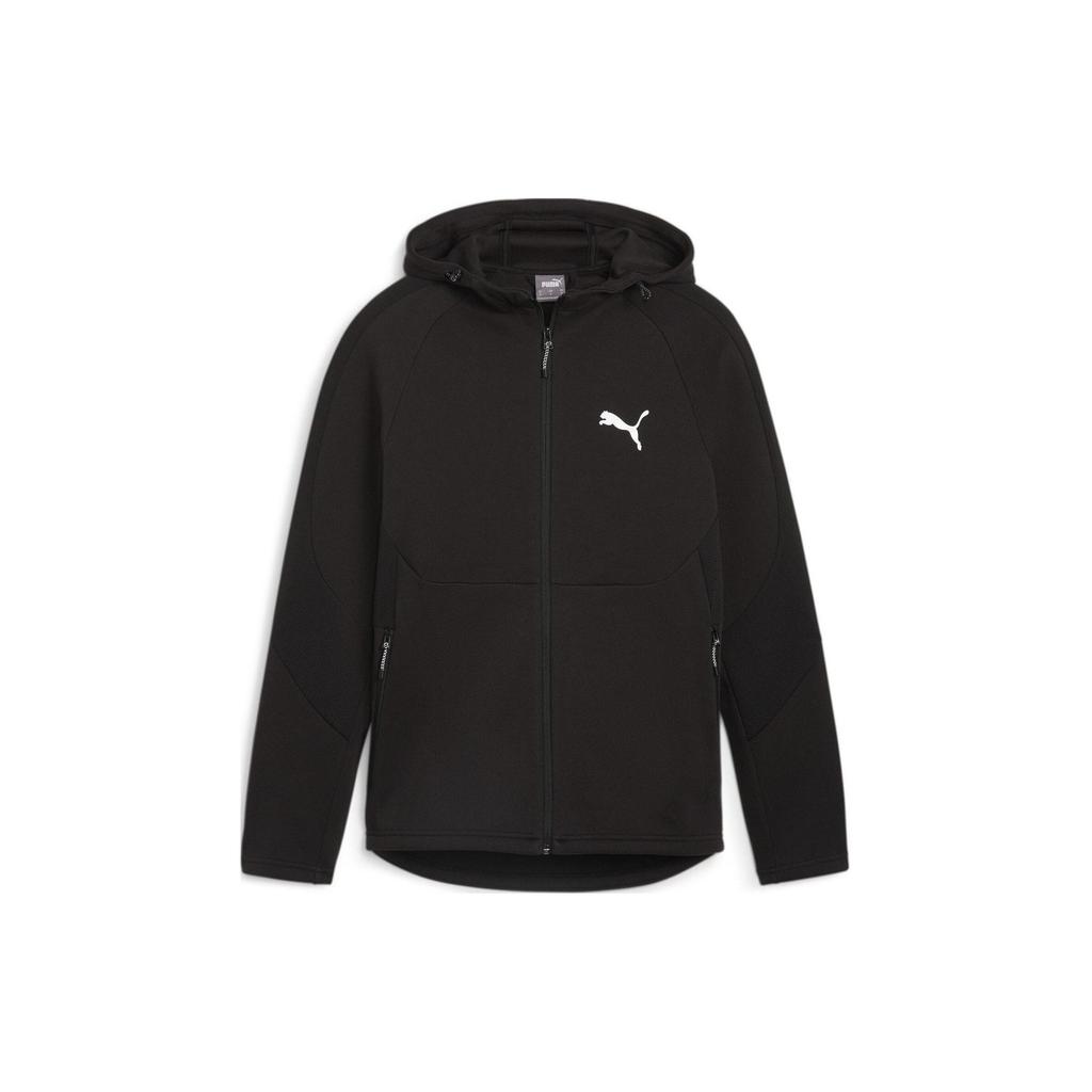 Puma Men's Black Full-Zip Hooded Jacket With White Logo And Zipper Pockets 681184-01