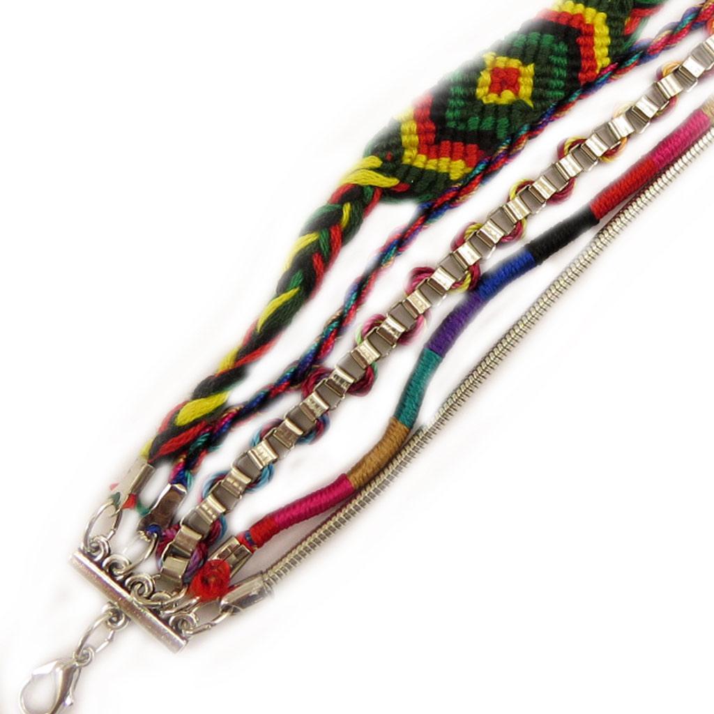 Les Trésors De Lily [L5231] - Ethnic Bracelet 'Kilimanjaro' Tutti Frutti (5 Rows)