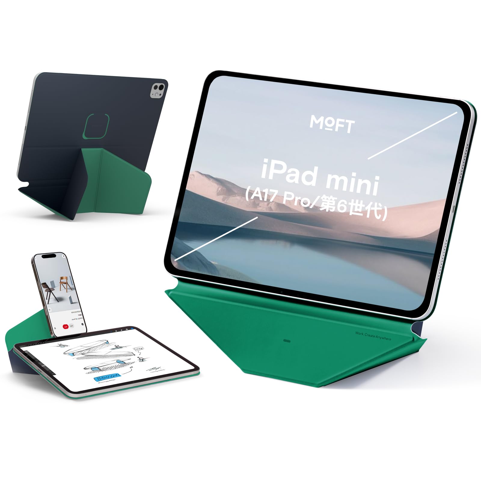 

MOFT [Официальный ритейлер] Динамический чехол-книжка для iPad mini 7 (7-е поколение, A17 Pro, 2024) и чехол для iPad mini 6 (6-е поколение, 2021 г.) - Регулируемый по нескольким углам