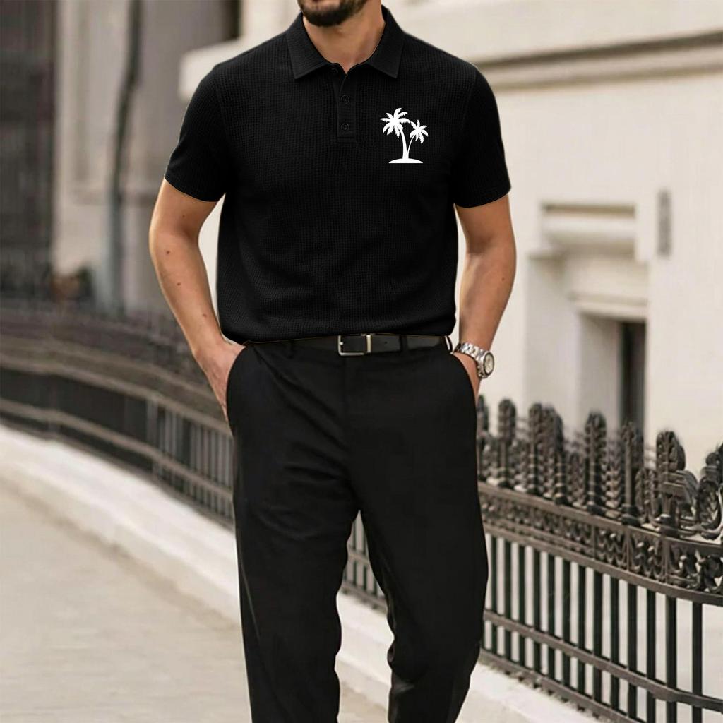 Men's Summer Polo Shirt High-End Mesh Fabric Breathable Ice Silk Short Sleeve Casual Shirt with Button Collar Suitable for Outdoor and Indoor Wear