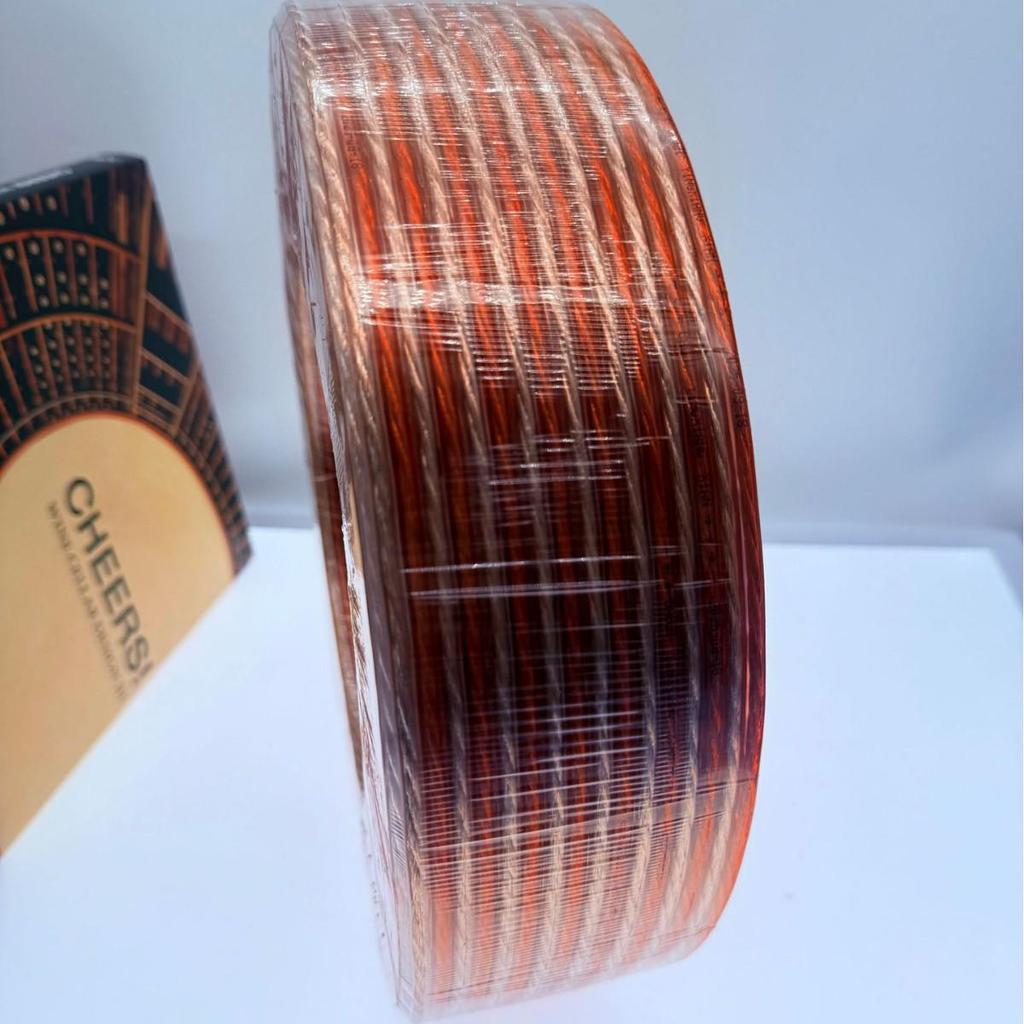 600-Core Transparent Red & White Car Audio Speaker Cable