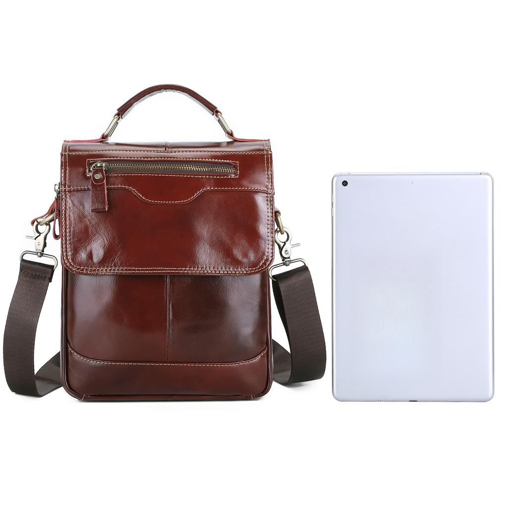 Men's Handbag First Layer Cowhide Vertical Business Casual Office Briefcase Men's Shoulder Messenger Bag