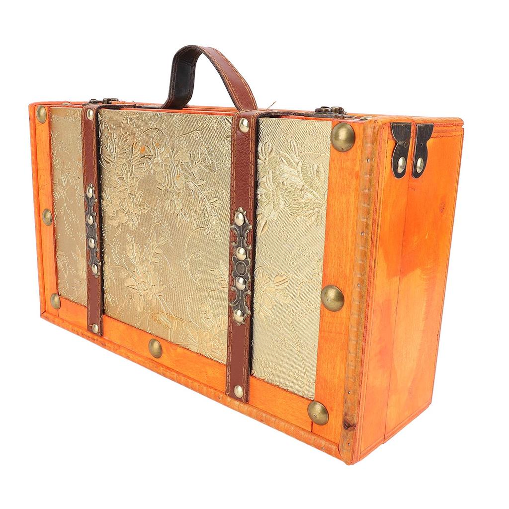 13.46x7.87x4.33in Vintage Suitcase Wooden Trunk Portable Decorative Luggage Suitcase for Home Item