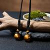 Beaded Crystal Pendant Necklace Braided Rope Tiger's Eye Necklace Weaving Necklace  Gifts