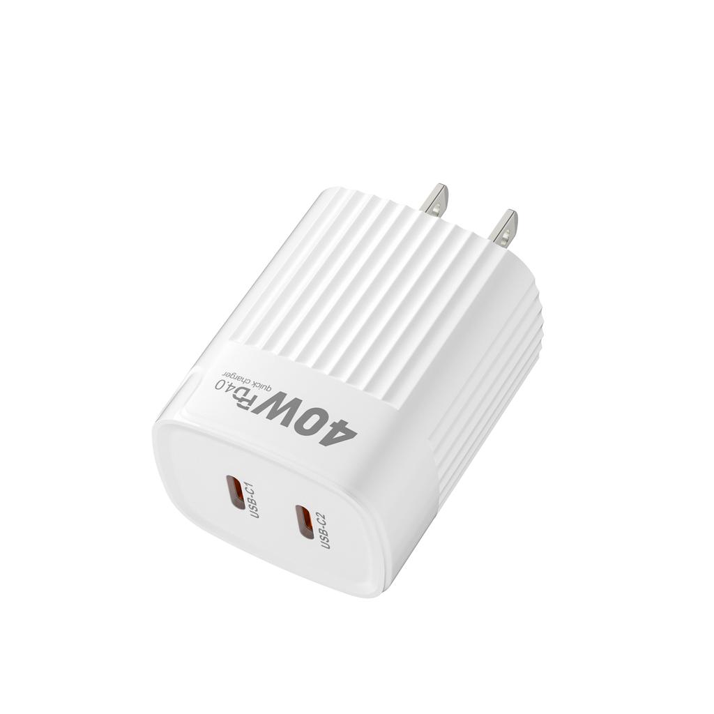 40W USB C Ladegerät Quick Charge QC 3.0 Dual PD Ladegerät Typ C Schnellladegerät Adapter für iPhone 16 15 14 Xiaomi Samsung Huawei Telefon