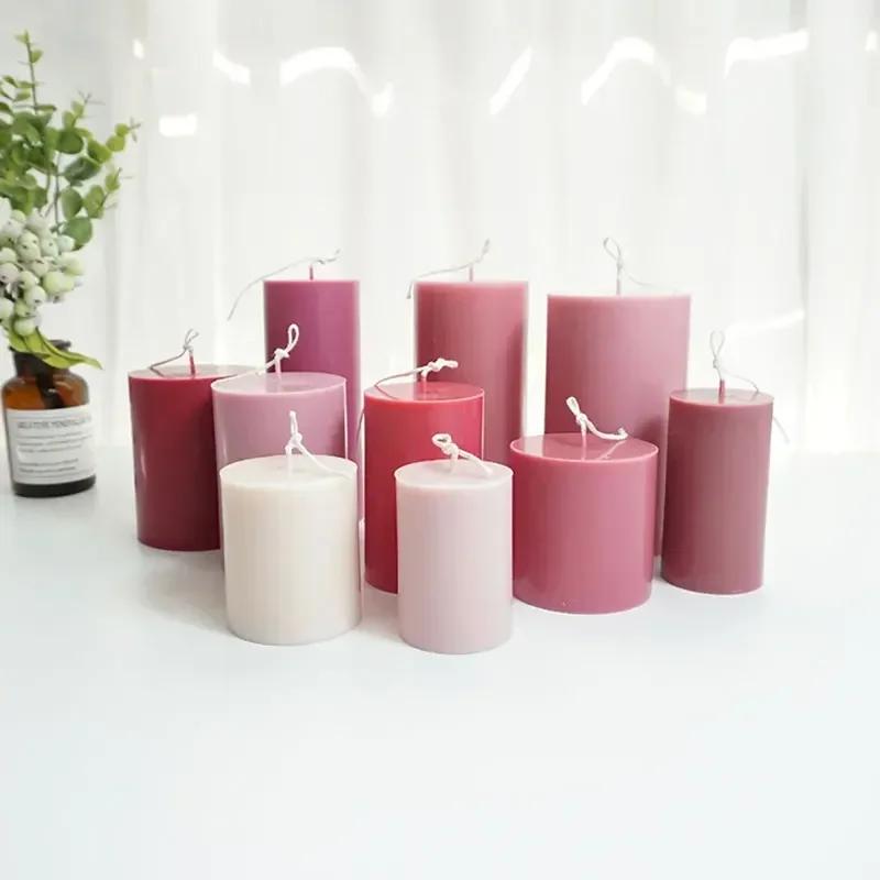 Large 3D Flat Top Cylindrical Candle Mold Handmade Candle Making Kit Easy Demoulding Plastic Acrylic Molds Home Decoration Gift