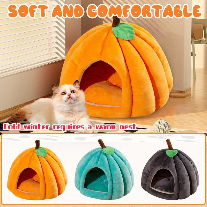Kreatives Kürbis-Haustierhaus Herbst und Winter Katze und Hund Halboffenes Haustierbett Warmes und Dickes Katzen- und Hundebett Haustierbedarf