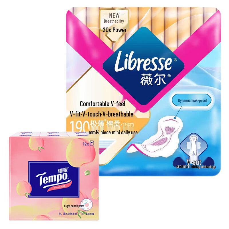 Whisper Mini Pads & Tempo Mini Tissues Combo