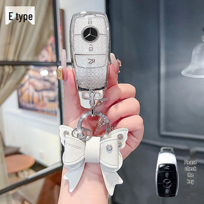 High-End Key Case for 25 Mercedes-Benz Models: E300L, C260L, GLC, GLS, EQE, A-Class - Elegant Design for Women