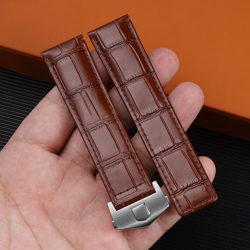 Классический 24 мм 20 мм 22 мм для TAG Heuer Calera кожаный ремешок для часов Синий — фото 13