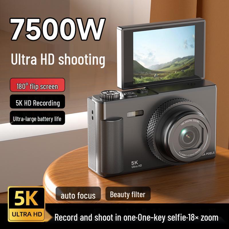 5K Mirrorless Camera with Flip Screen for High-Definition Retro Photography - CCD Digital Camera for Students and Professionals