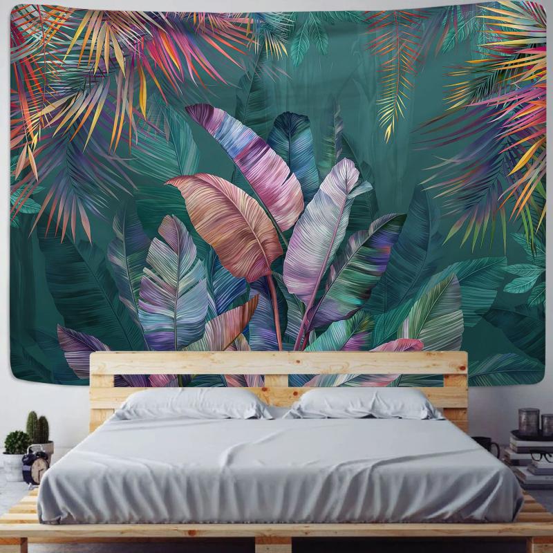 Wandteppich, Pflanzenserie, bedruckt, für Zuhause, zum Aufhängen, Stoff, Wandbehang, Strandtuch, Strandsitzdecke