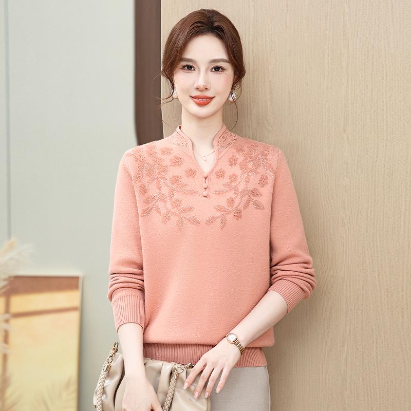 

2024 Мамин осенне-зимний толстый флисовый цельный базовый слой-свитер для женщин среднего и пожилого возраста - Теплое и модное нижнее белье XL (suggested 110-120 jin) розовый/оранжевый