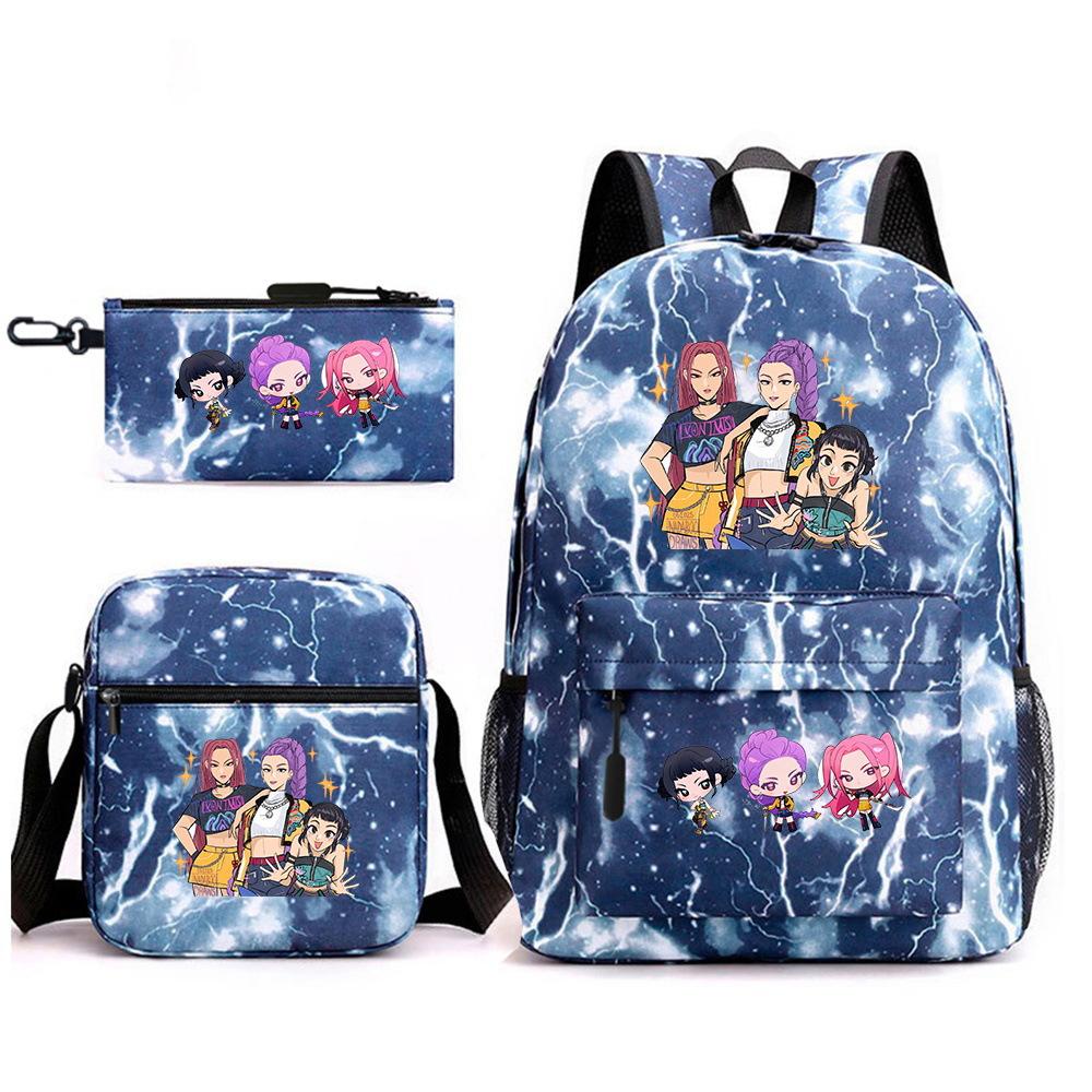Demon Hunter Girl Group Backpack Kpop Backpack Digital Color Printing Boys And Girls School Bag Shoulder Bag Three-Piece Set