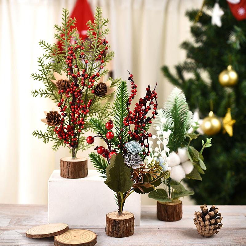 25CM table mini Christmas tree with flower, Small size Christmas trees gift for kids and friends, desktop christmas tree, New year's tree decoration
