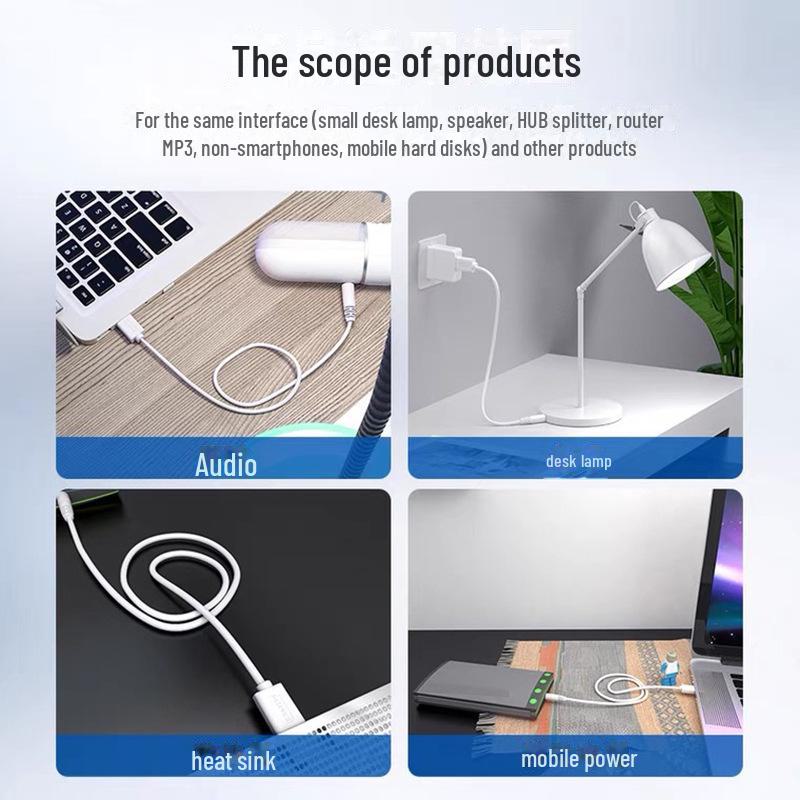 USB To DC 3.5mm Charging Cable for Electric Toothbrush, Speaker, Fan, and Cleansing Device