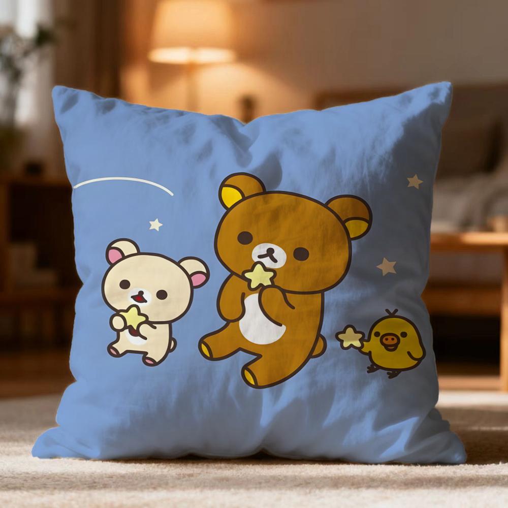 Fashion R-RRilakkuma Cushion Cover Soft Washable Pillow Case Multi-Scene for Couch Bed Travel Office Use