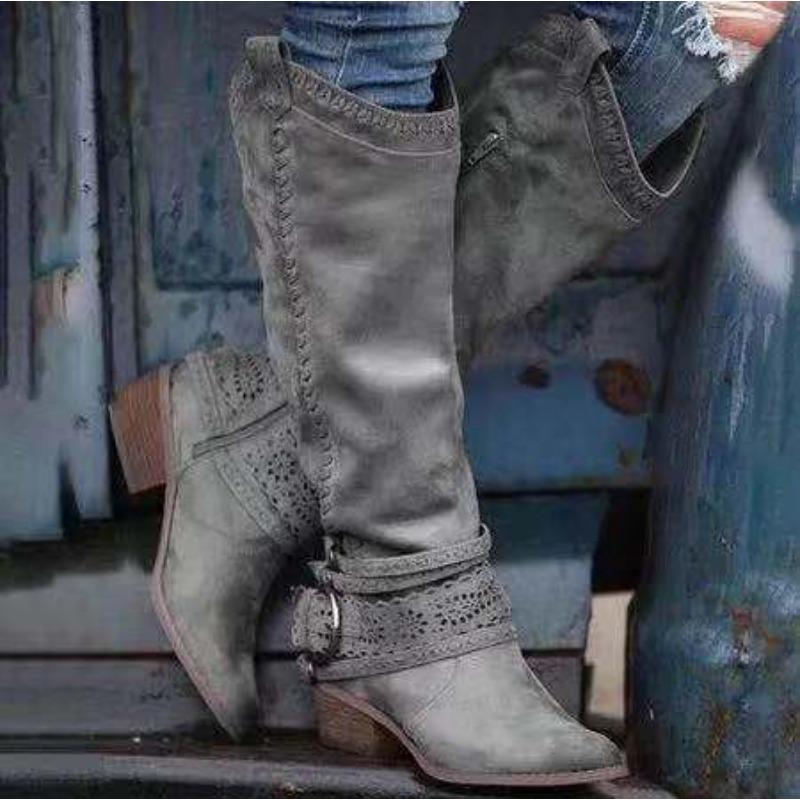 Winter New High Knight Boots Women's Shoes Burnt Rough Heel Fashion Boots