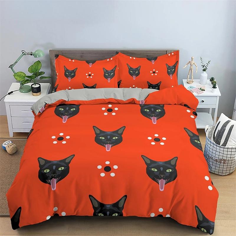Copripiumino Re Regina Gatto Cartone Animato Colorato Adorabile Set Biancheria da Letto Animale Bambini Animale Domestico Gattino Copripiumino Morbido Poliestere Copripiumino