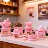 Dollhouse Miniature Coffee Bar Accessories Mini Resin Coffee Maker Machine Cup Jar Pot Figurine for Pretend Play Dollhouse Kitchen Ornaments