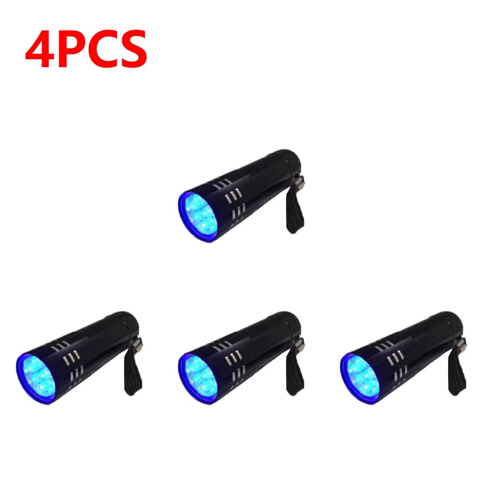 9LED Pocket UV Torches Aluminum Mini 4.5V Banknote Detection Lamp Waterproof Battery Powered Lightweight Lighting Tool Home Use