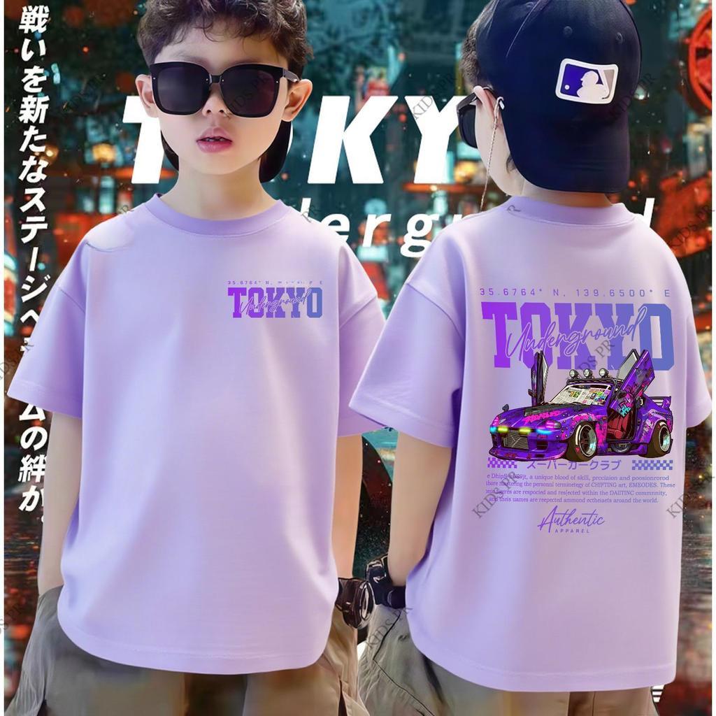 

Boys short sleeved T-shirt, racing printed children s T-shirt, fashionable casual top 140