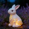 Solar Rabbit Garden Light Easter Cute Rabbit Statue Outdoor Decoration Resin Outdoor Statues Warm Light For Patio Balcony Yard