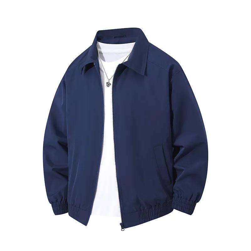 Jarní pánská světle šedá Harrington bunda Ležérní Límec Na zip