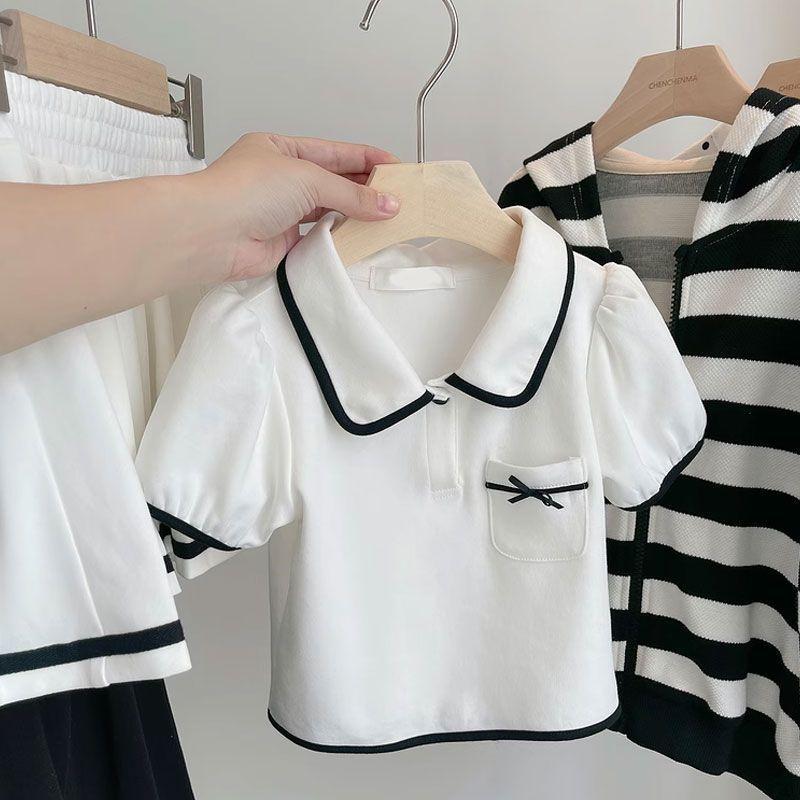 Girls Skirt Sets Summer Children T-Shirt Suits Kids Short Sleeves 2Pcs Teen Fashion Sweet JK Outfits 5-14 Years