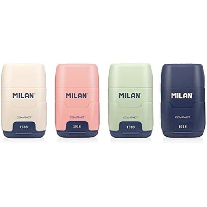 Taille-crayon - milan - série 1918 - compact - gomme à effacer - double taille-crayon