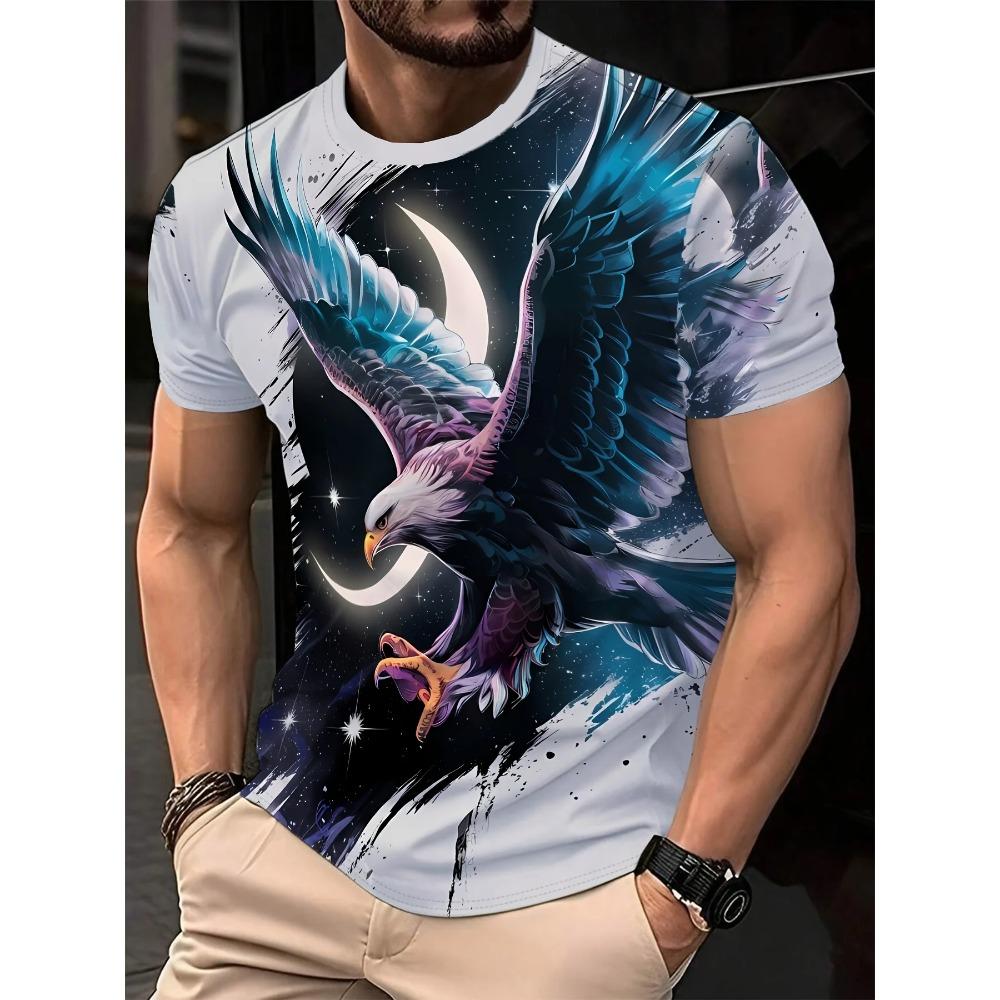 Men's 3D Thunder Dragon Print Crew Neck Short Sleeve T-Shirt Breathable Stretch Fashion T-Shirt Outdoor Casual Party T-Shirt